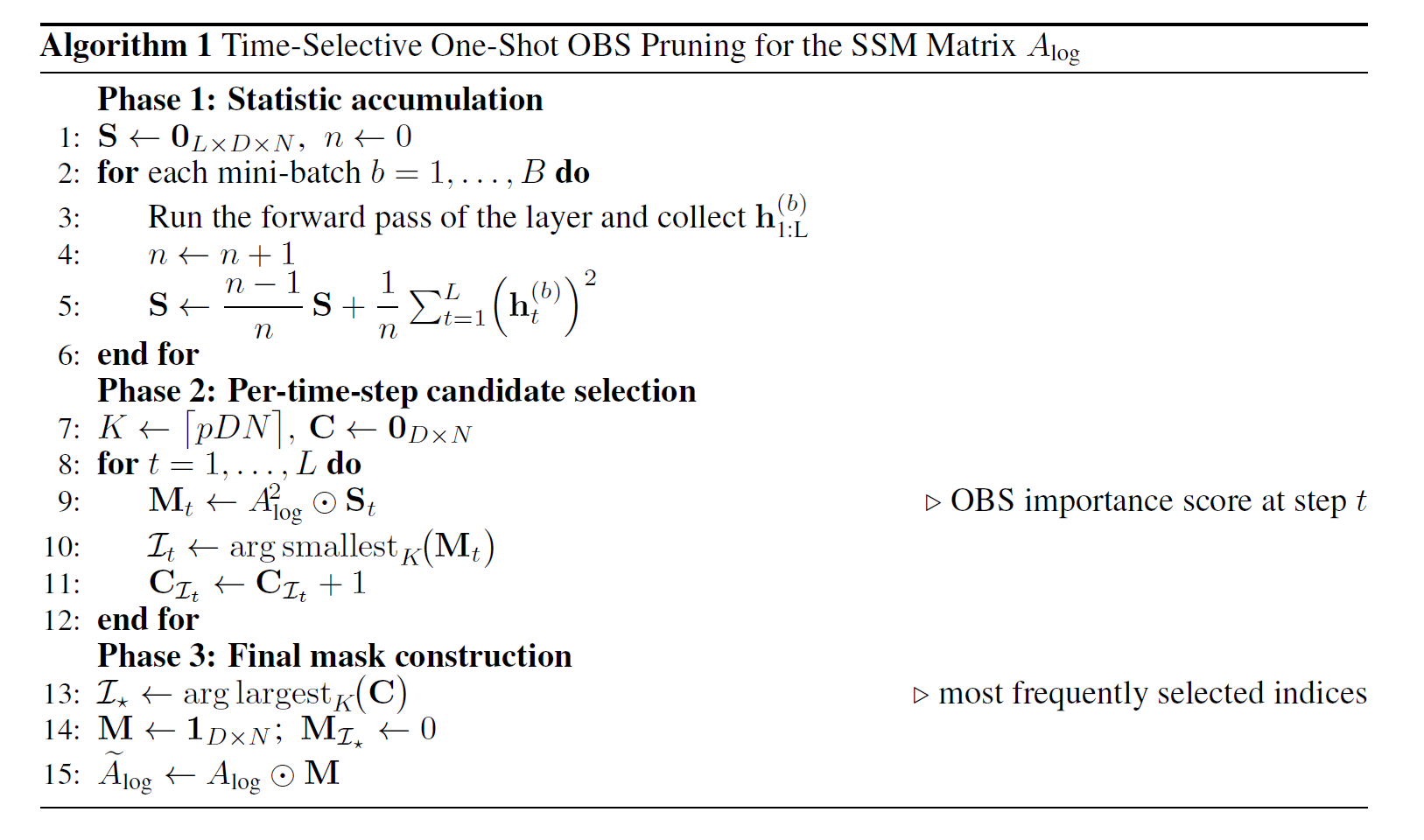 SparseSSM Algorithm