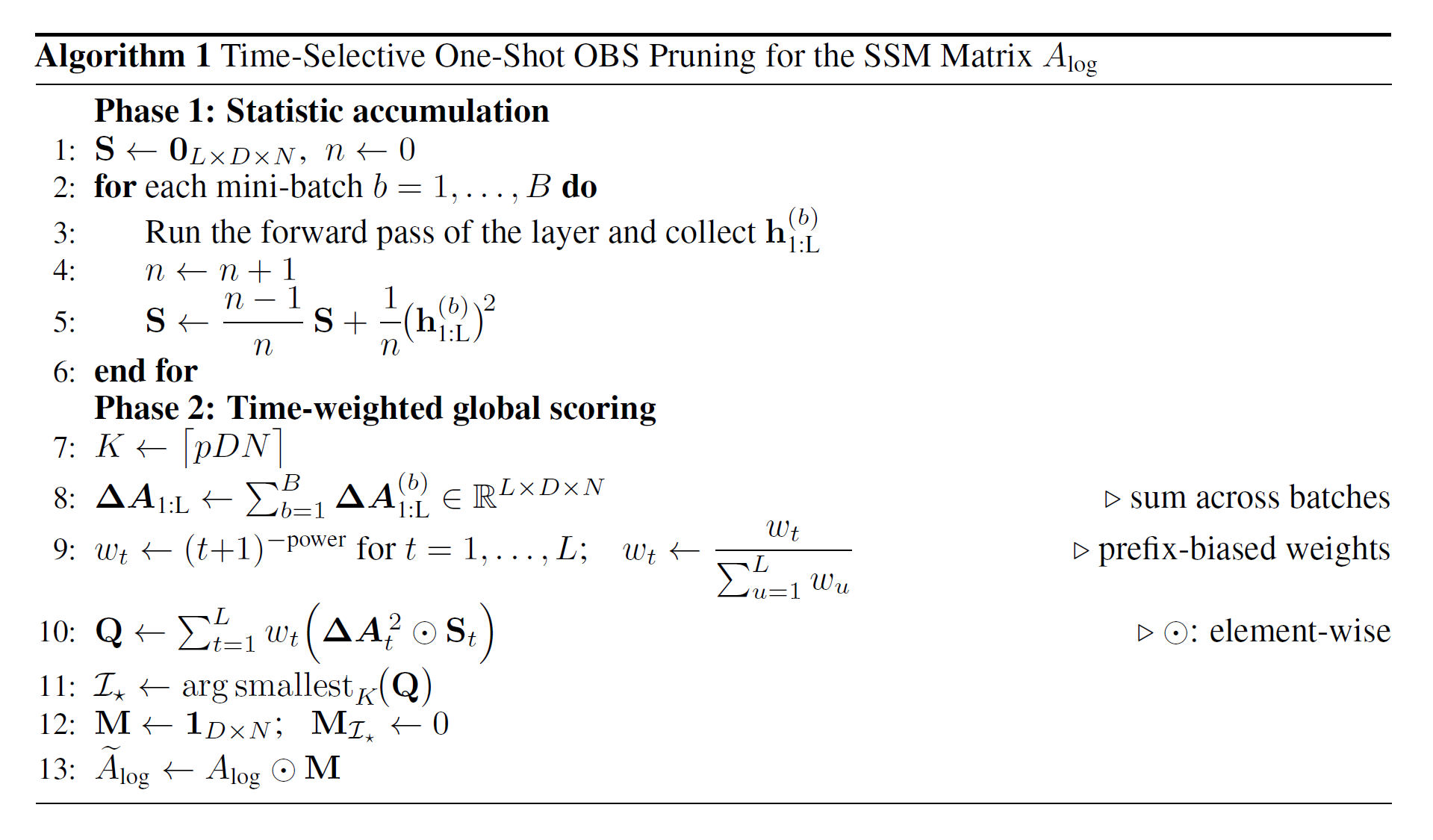 SparseSSM Algorithm